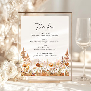 Signe De Table Menu du bar de mariage Montagne Fleur Sauvage Terr