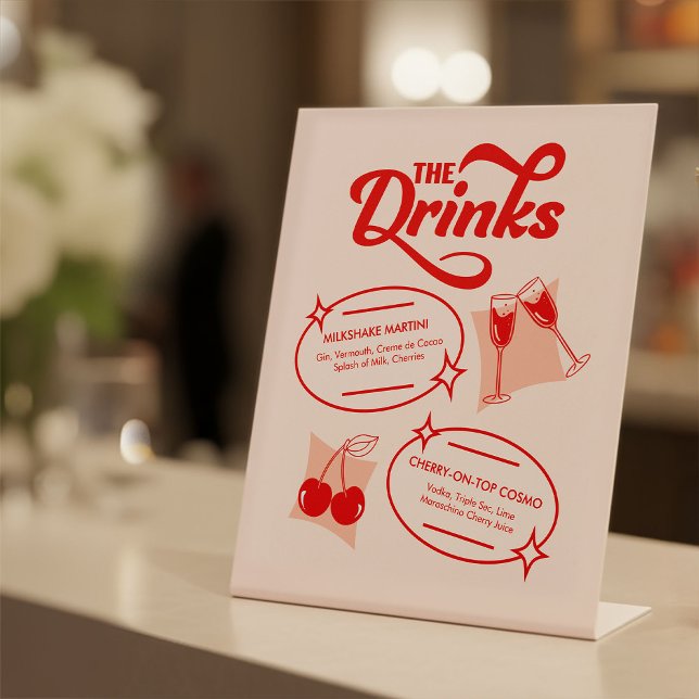 Signe De Table Menu du bar de mariage Retro Diner (Retro Diner Wedding Bar Menu)