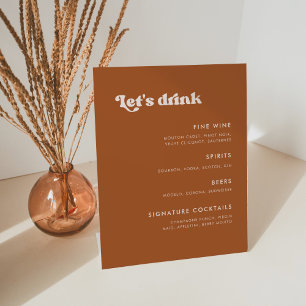 Signe De Table Menu du bar du Mariage Burnt Orange