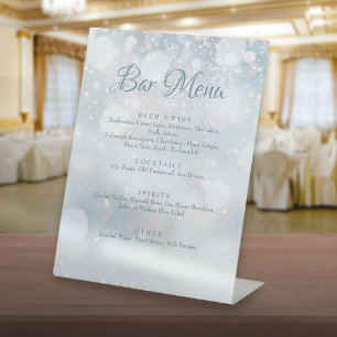 Signe De Table Menu du bar Flocons de neige d'hiver