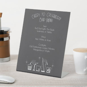 Signe De Table Menu du bar gris pour la fête de fin d'études Cap 