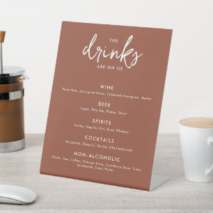 Signe De Table Menu du bar Mariage en terre cuite moderne