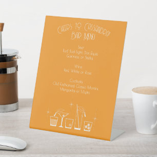 Signe De Table Menu du bar orange pour la soirée de remise des di