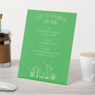 Signe De Table Menu du bar vert pour la fête de fin d'études Cap 