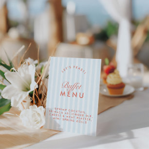 Signe De Table Menu du buffet Vintage Bleu & Rouge Enterrement de