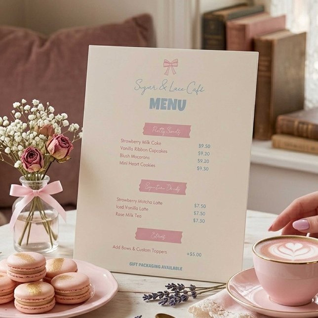 Signe De Table Menu du Café Coquette Décoration de Boulangerie Ro (Créateur téléchargé)