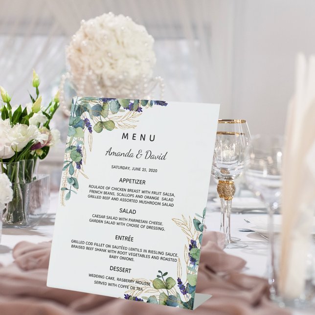 Signe De Table Menu du dîner vert Eucalyptus (Créateur téléchargé)