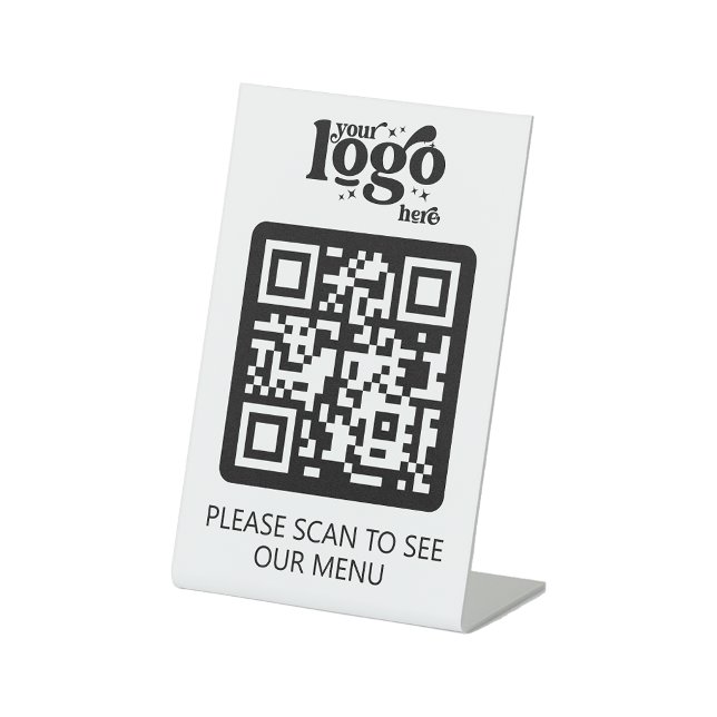 Signe De Table Menu du restaurant sans contact QR Code avec logo (Créateur téléchargé)