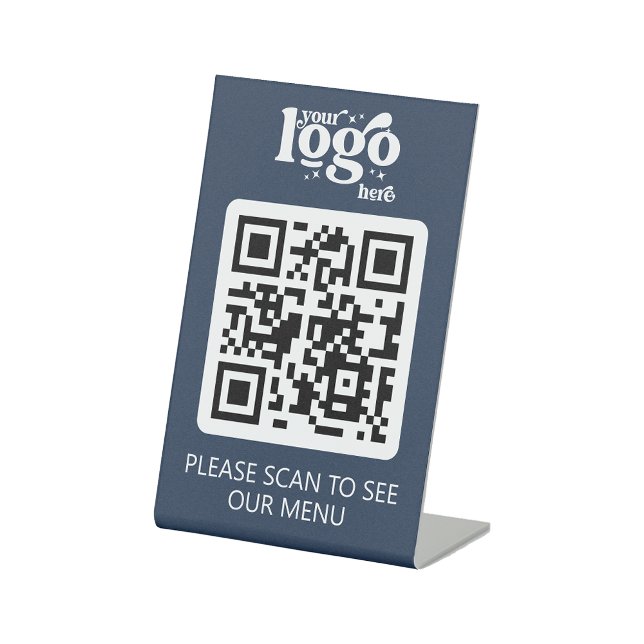 Signe De Table Menu du restaurant sans contact QR Code avec logo (Créateur téléchargé)