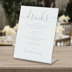 Signe De Table Menu élégant de boissons de mariage en écriture Du