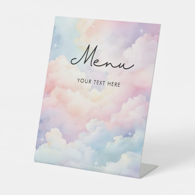 Signe De Table Menu Elle est sur un nuage neuf Shower de Mariage (Recto)