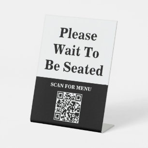 Signe De Table Menu En Ligne Code QR Signer, Veuillez Attendre D'