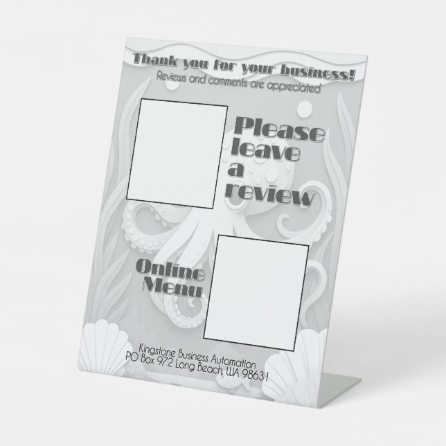 Signe De Table Menu en ligne de critiques de QR Sign (Recto)