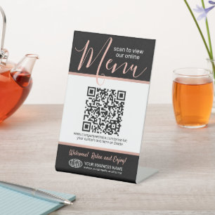 Signe De Table Menu Générateur de code QR et votre logo noir et r