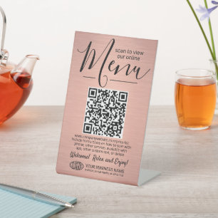 Signe De Table Menu Générateur de code QR & Logo Couleur rose bro