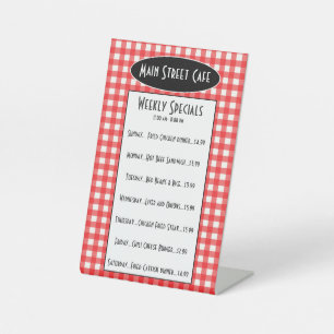 Signe De Table Menu Hebdomadaire de la Table Spéciale du Café Rét