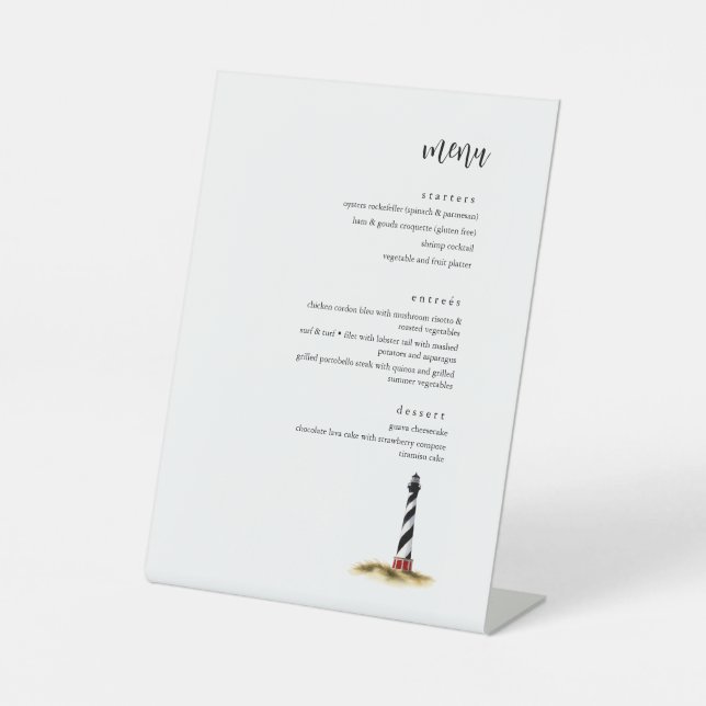 Signe De Table Menu Lighthouse (Recto)