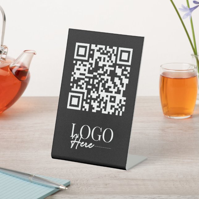 Signe De Table Menu Logo QR Code business Moderne Minimal Simple (In SItu)