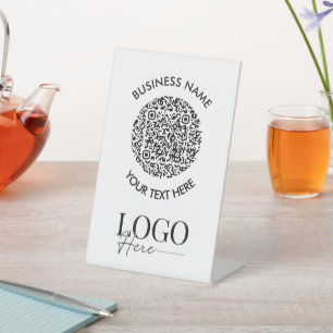 Signe De Table Menu Logo QR Code Moderne Minimal Simple