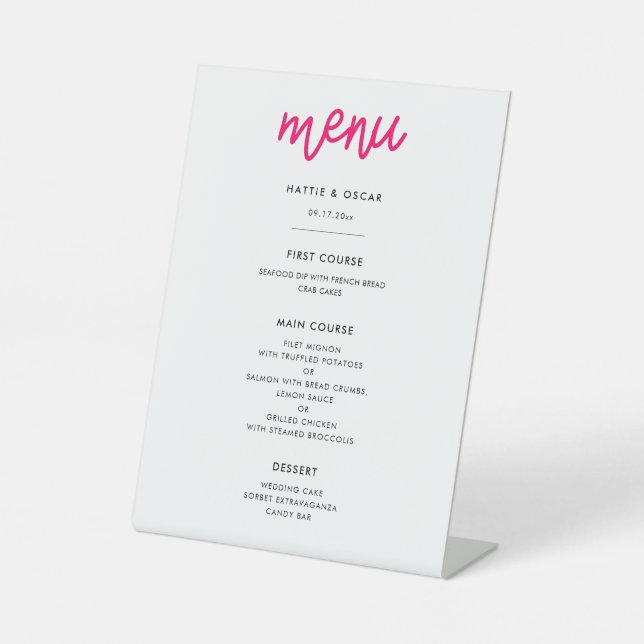 Signe De Table Menu mariage calligraphie moderne (Recto)