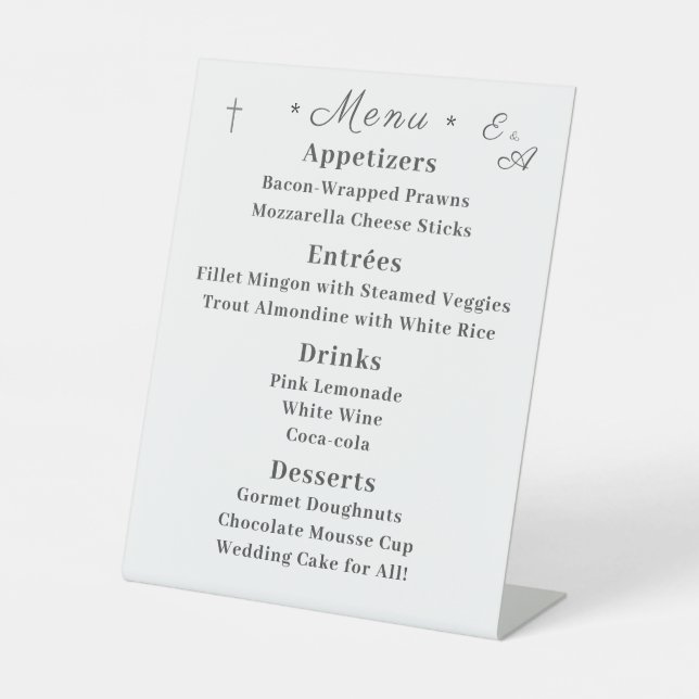 Signe De Table Menu Mariage catholique monogramme (Recto)