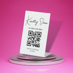 Signe De Table menu mariage de code qr minimal chic simple