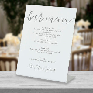 Signe De Table Menu Mariage De Script De Signature Gris Et Blanc