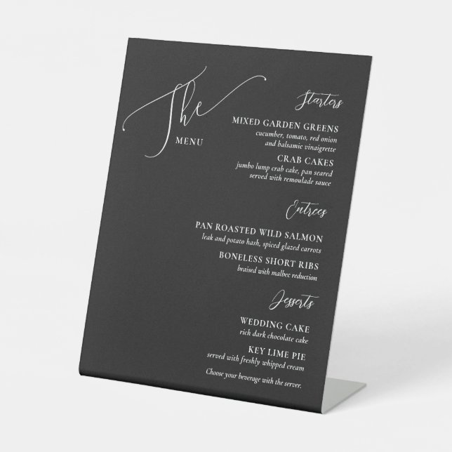 Signe De Table Menu Mariage officiel Deux options noir blanc (Recto)