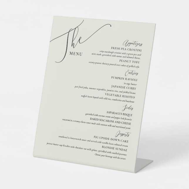 Signe De Table Menu Mariage officiel Elégant Black Bone (Recto)