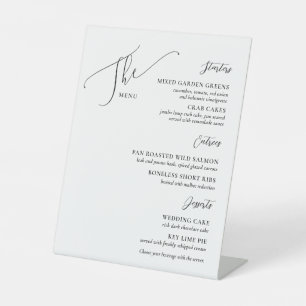 Signe De Table Menu Mariage officiel Elégant Blanc Noir