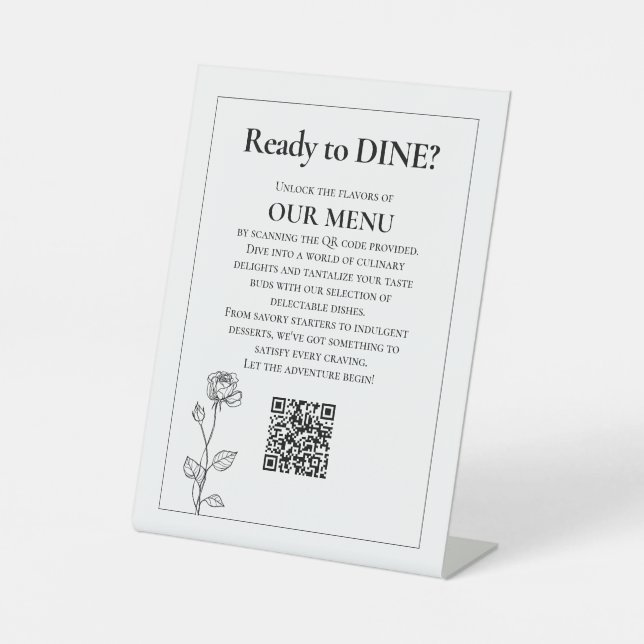 Signe De Table Menu Mariage QR Bloom intemporel (Recto)