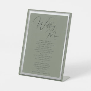 Signe De Table Menu Mariage Sage & Argent sophistiqué