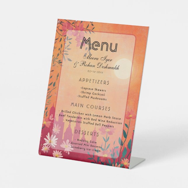 Signe De Table Menu Mariage Sunset Serenade Pedestal (Recto)
