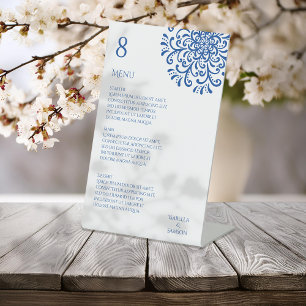 Signe De Table Menu Mariage Whimsical Blue Flourish