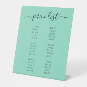 Signe De Table Menu Mint Hair Salon Business Price