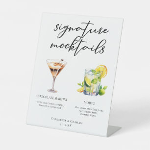 Signe De Table Menu Mocktails Martini au Chocolat Mojito Vierge
