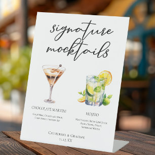 Signe De Table Menu Mocktails Martini au Chocolat Mojito Vierge