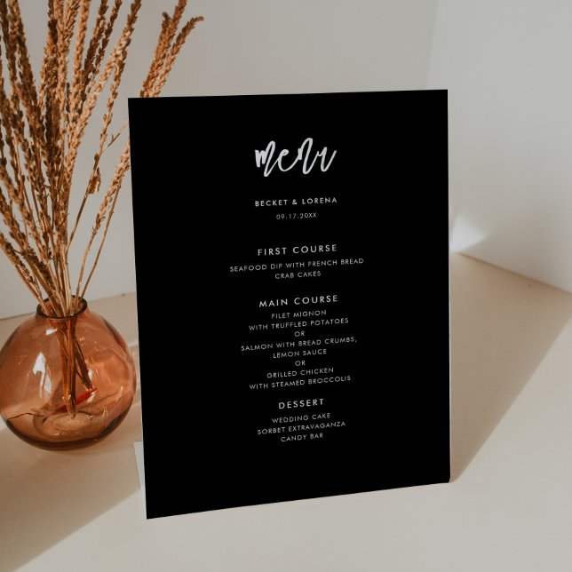 Signe De Table Menu moderne moderne noir mariage (Créateur téléchargé)