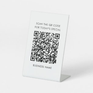 Signe De Table Menu Nom commercial et Code QR