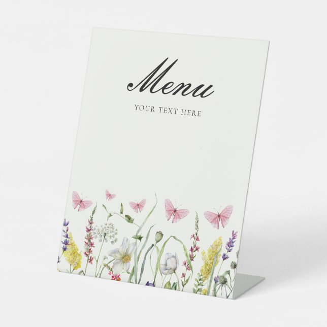 Signe De Table Menu Papillons Mignons pour la Mariée (Recto)