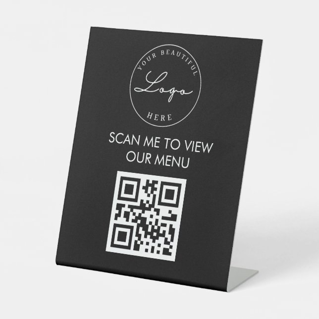 Signe De Table Menu professionnel QR Code sans contact (Recto)