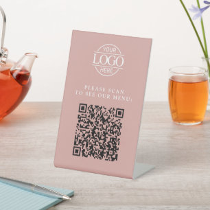 Signe De Table Menu QR Code de Logo d'Entreprise Personnalisé Ros