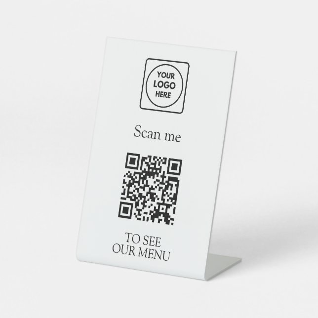 Signe De Table Menu QR Code Moderne | Logo de restauration sans c (Recto)
