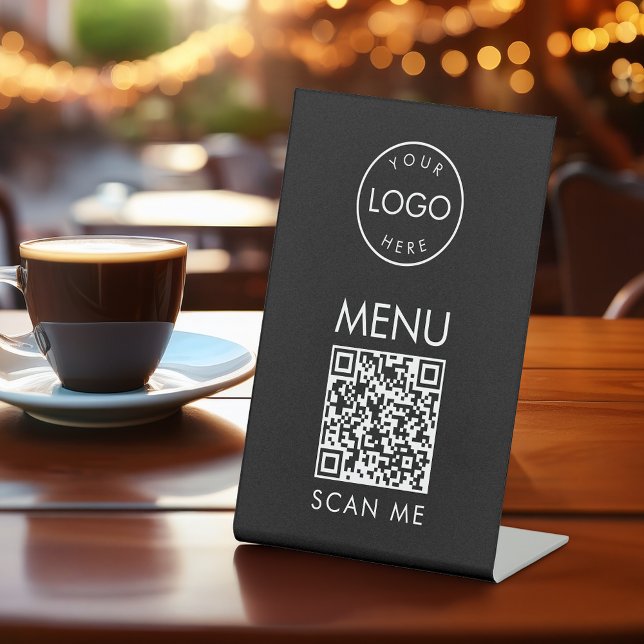 Signe De Table Menu QR Code Noir Café ou Restaurant Scannez-Moi (Créateur téléchargé)