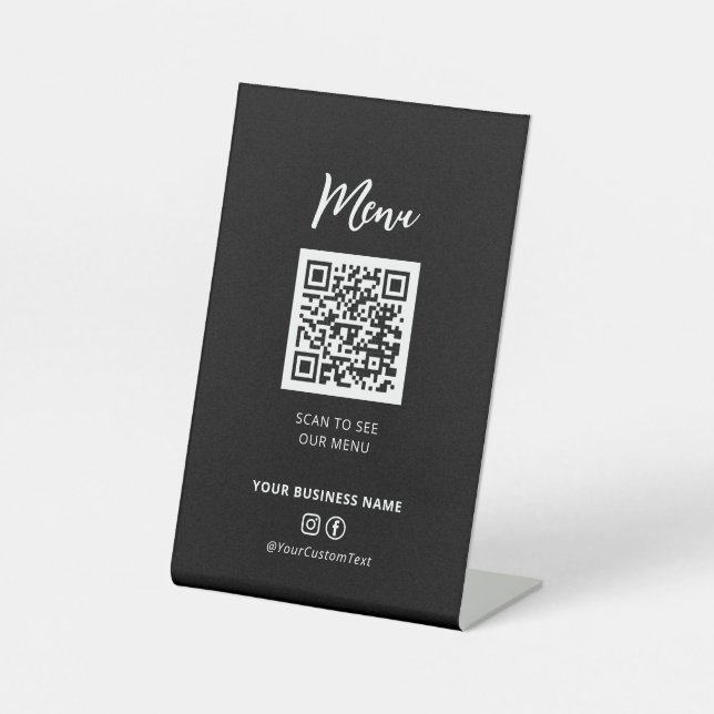 Signe De Table Menu Restaurants modernes Code QR Social Media Sig (Recto)