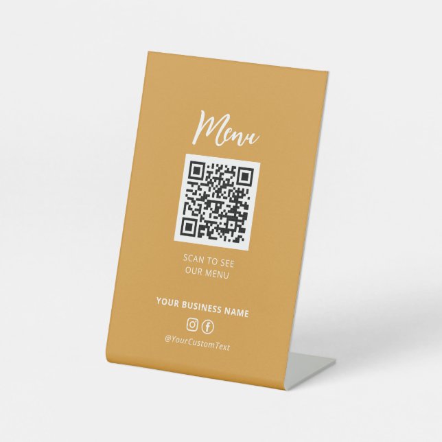 Signe De Table Menu Restaurants modernes Code QR Social Media Sig (Recto)