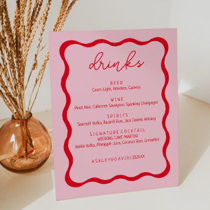 Signe De Table Menu Retro Pink Wavy Border Dracks