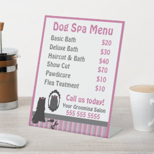 Signe De Table Menu Spa Cute Rose Chien Grooming