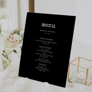 Signe De Table Menu vintage minimaliste mariage de machine à écri