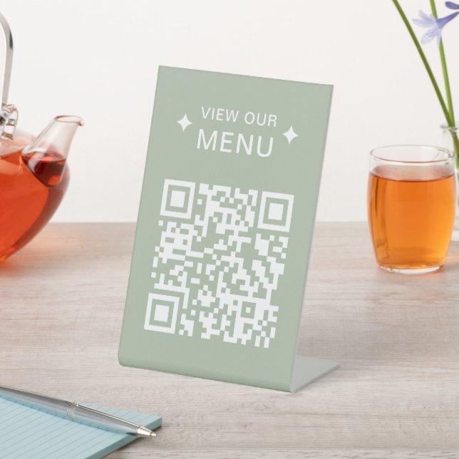 Signe De Table Menus QR Code moderne pour les restaurants Noir (In SItu)